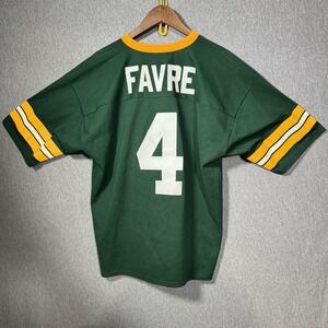 Green Bay Packers Brett Favre Logo 7 Jersey 2709 Size L Made In USA Vintage